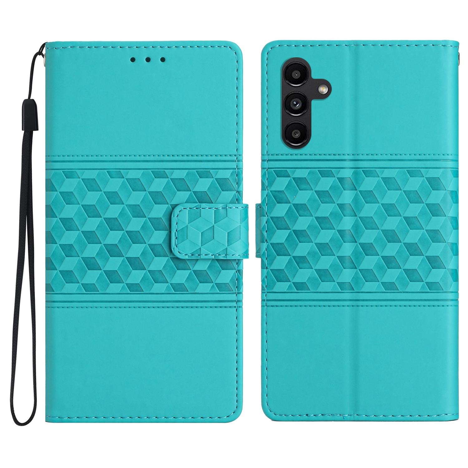 

Для Samsung Galaxy A36 5G Чехол Ромбовидный Кожаный Горизонтальный Флип-чехол для телефона Sky Blue