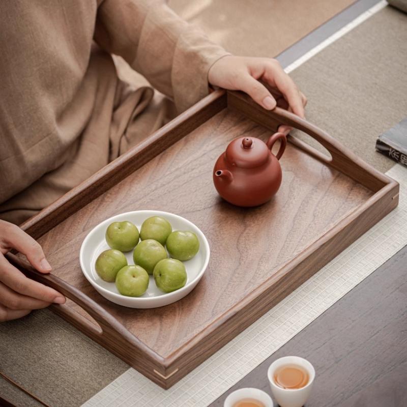 Handmade Natural Walnut Wood Tray Multi Purpose Serving Organizer Decorative Gift for Home Kitchen Cafe Office Storage