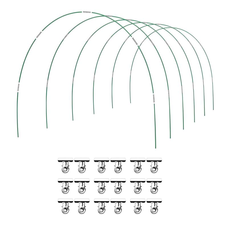 

M-Modern-House Дуги для парника 6 комплектов по 8,5 футов длиной Набор садовых дуг Не ржавеющая стекловолокно Дуги для приподнятых грядок Зеленый 36 шт.