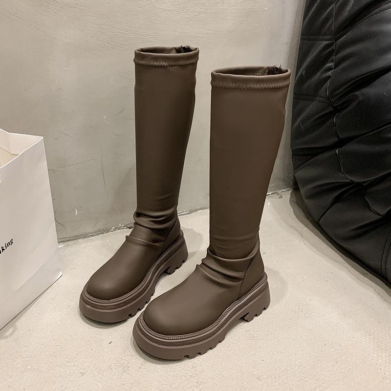 

Long women s not tired feet thick soles heightening soft elastic comfortable shock-absorbing non-slip casual sports Martin boots 35 коричневий