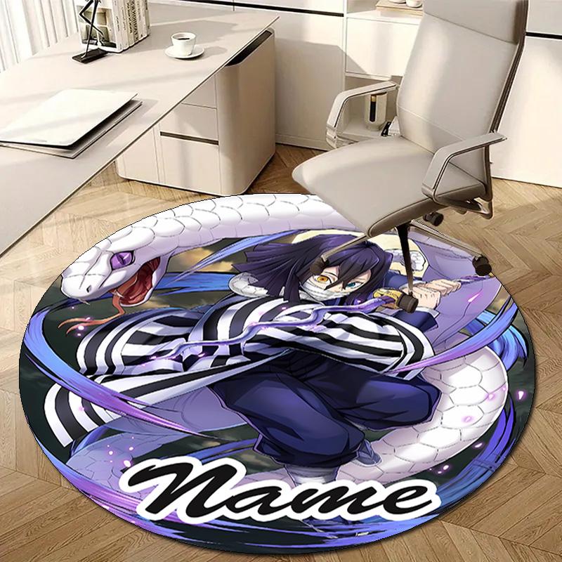 Personalized Demon Slayer Round Chair Office Rug - Perfect for Mat, Office Chair & More - Ideal Gift for Birthdays and Holidays