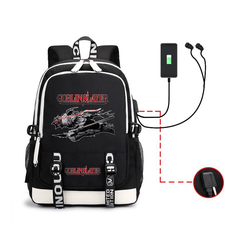 Zaino Scolastico a Tema Goblin Slayer per Bambini, Borsa Leggera a Doppio Strato per Laptop con Spallacci Curvi Traspiranti
