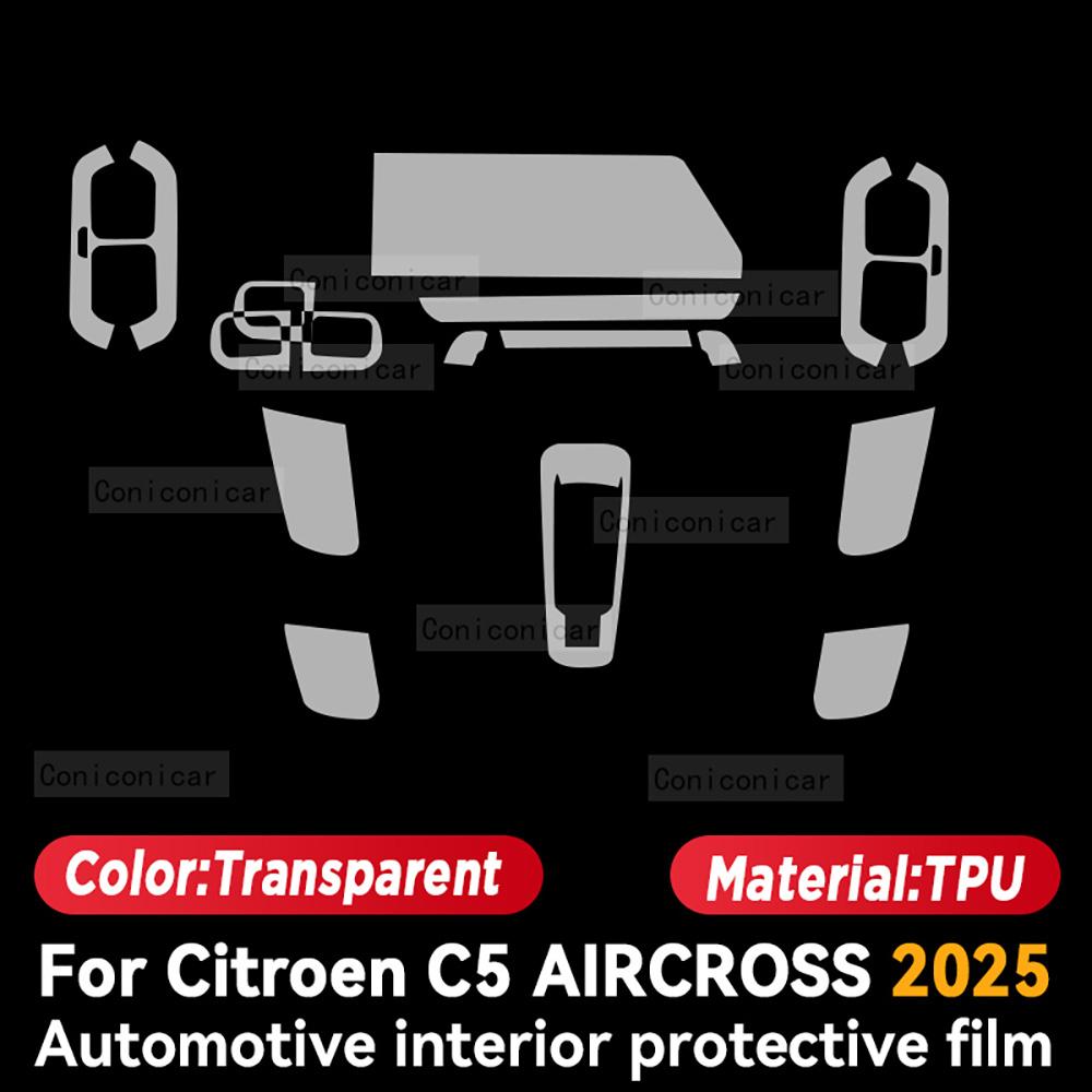 

ТПУ Для CITROEN C5 AIRCROSS 2024 Прозрачная Защитная Пленка Салон Автомобиля Панель Центрального Управления Навигация Авто Стикер Left rudder