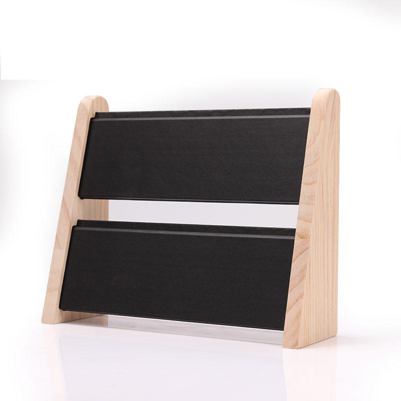 2 Lagen Houten Schuine Vorm Sieraden Display Ketting Hanger Organizer Stand Houder Rek Vitrine Dienblad