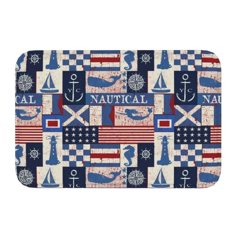 Custom Vintage Nautical Compass Doormat Non-Slip Entrance Kitchen Bath Mats Captain Anchor Boat Living Room Rug Carpet Footpad