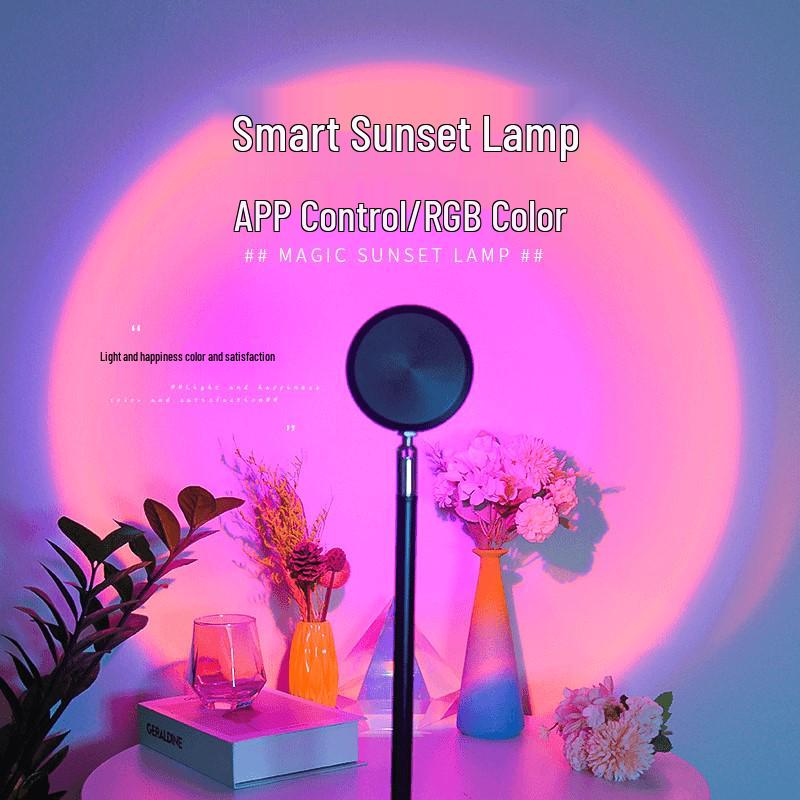 Sunset Lamp: Smart App Dimmable Light for Bedroom, Living Room, and Photography Decor.