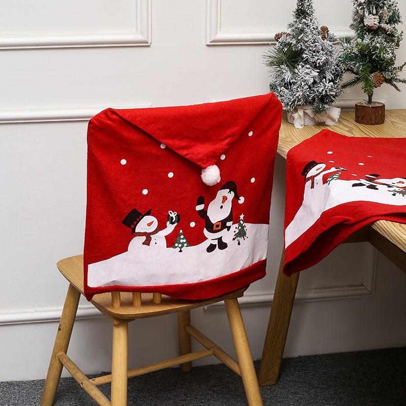1 Pcs Christmas Decoration 2023 Christmas Chair Cover Santa Claus Snowman Chair Sleeve Festival Home Decor Ornament