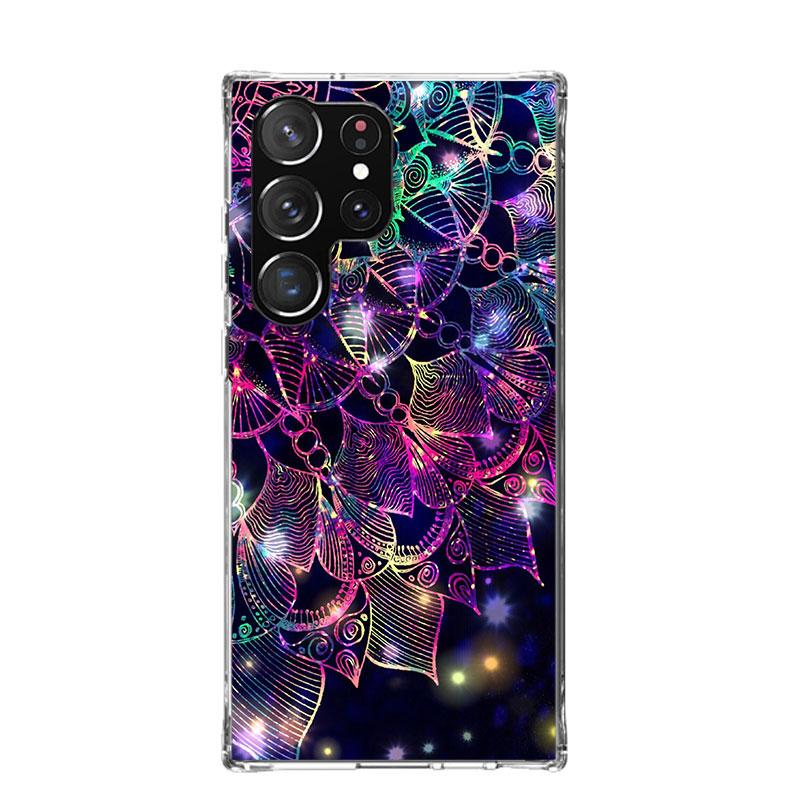 Mandala Sunflower Mandala Case Phone Cover for Samsung Galaxy S24 S25 Ultra S23 Plus S22 + S21 S20 FE S10 S25 Edge Trend Fundas