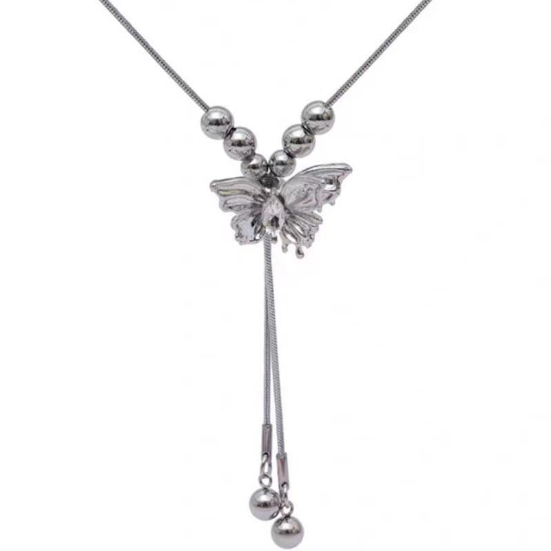 

Butterfly tassel pull necklace women s light luxury niche high-end sense collarbone chain sweet cool hot girl trend versatile neck chain