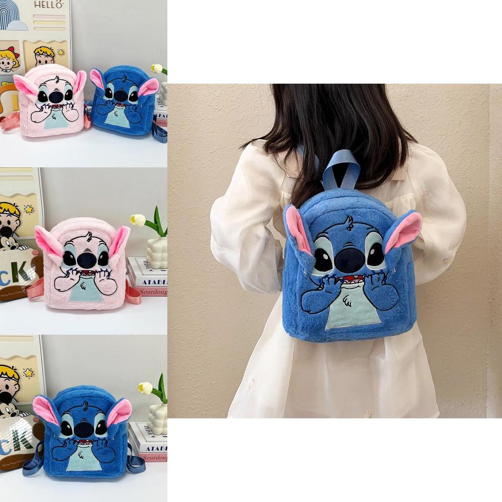 Stitch Plush Backpack For Students With Cushioned Straps Durable Polyester Material Special Characters Included