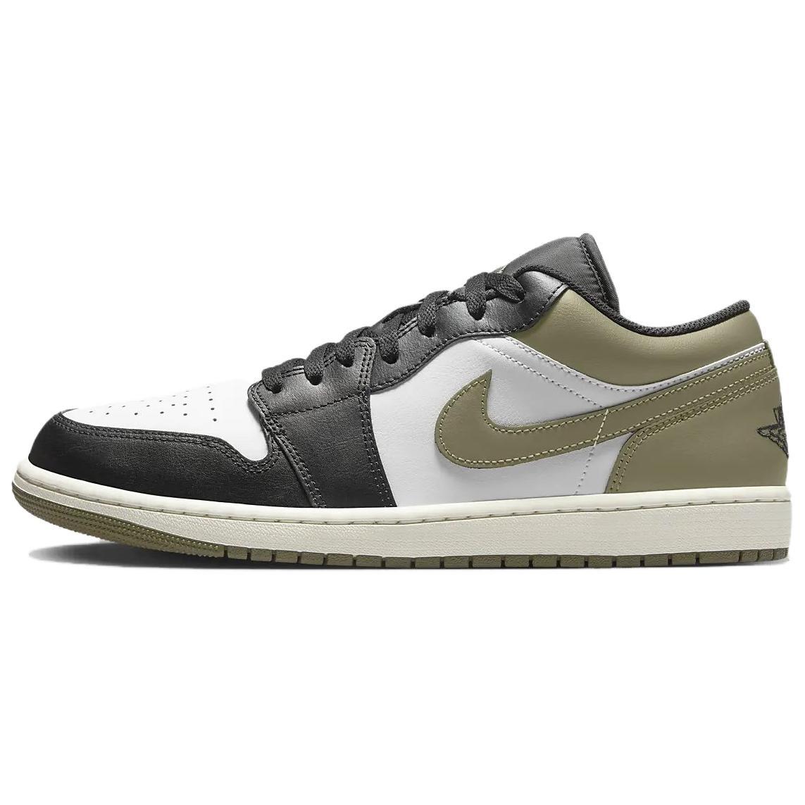 Air Jordan 1 Low  Black White Medium Olive  Men s 553558-092
