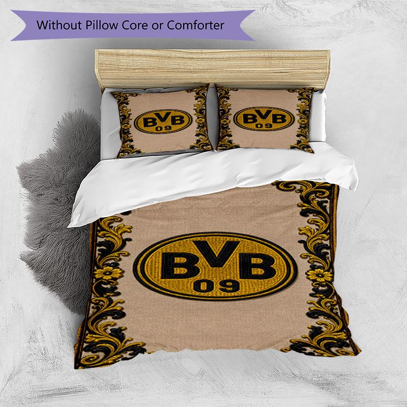 3pcs Duvet Cover Set (1*Duvet Cover + 2*Pillowcase, Without Core), Borussia Dortmund Print Bedding Set, Bedroom Decor, All‑Season, Birthday Gift