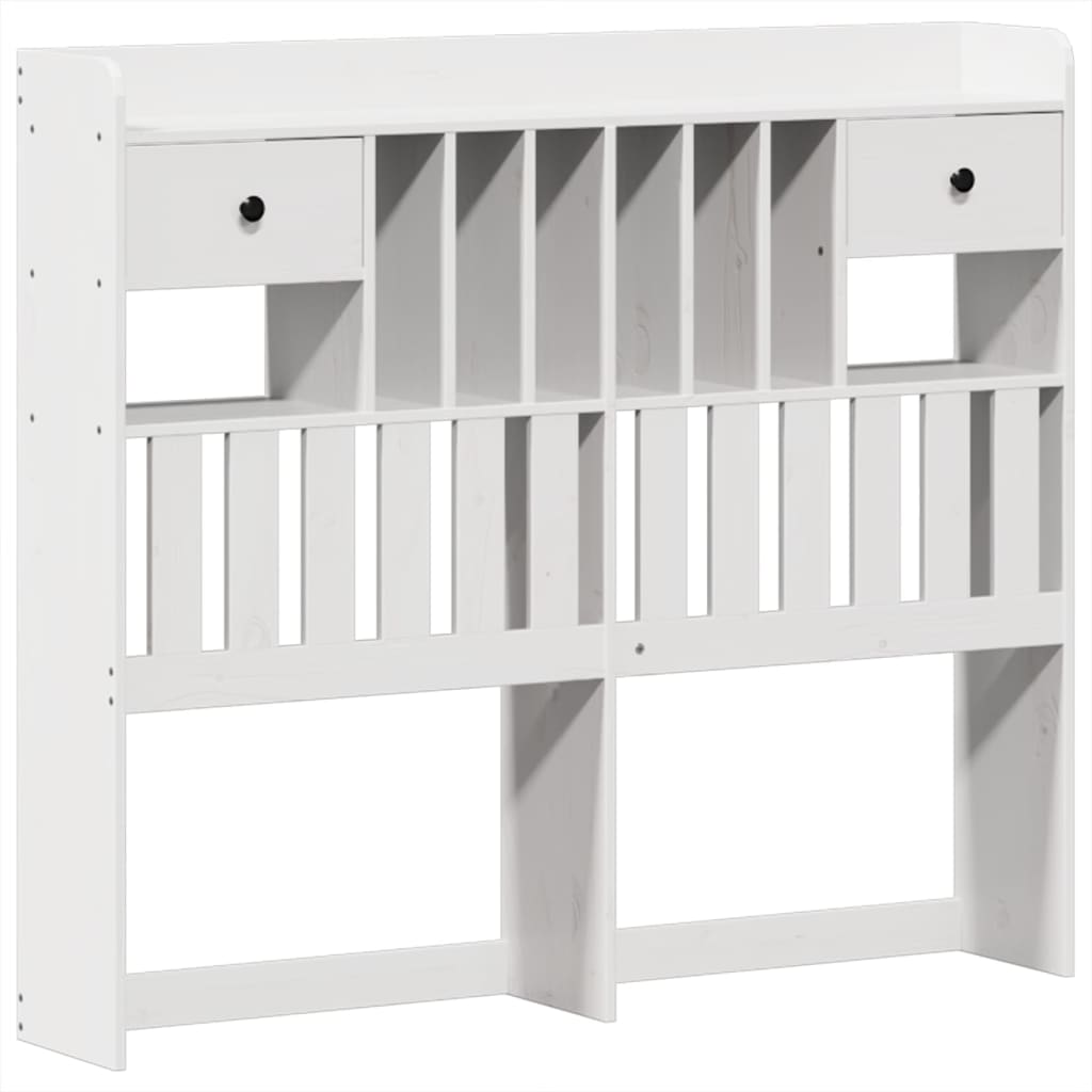Solid Wood Bed with Shelf Without Mattress White 135 x 190 cm Pine