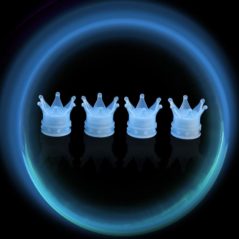 4/1KS Svítící korunky Krytky ventilků pneumatik pro auto motocykl kolo Dekorační krytky dříků Prachotěsné kryty Fluorescenční krytky