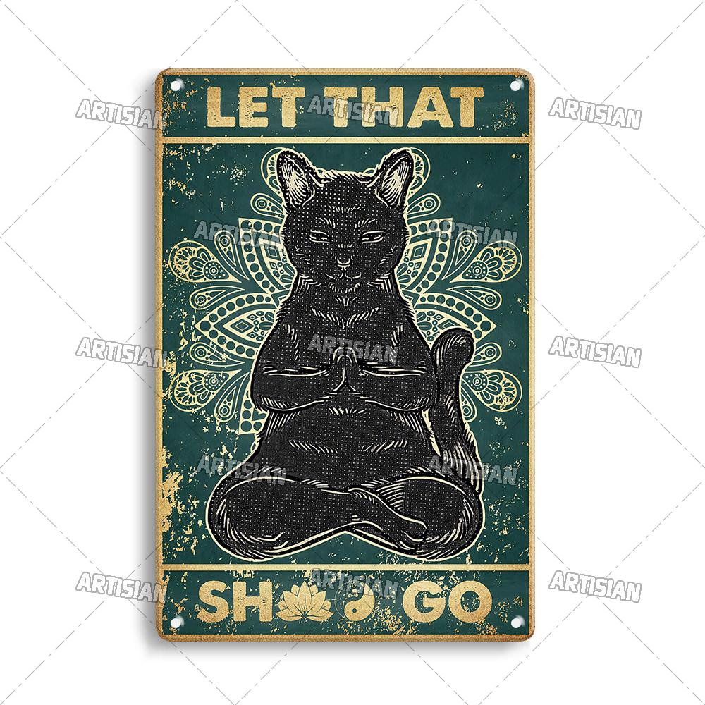 Mfoever  Artisian Funny Pet Retro Metal Sign Salem Sanctuary Cat Vintage Decorative Tin Plate Bar Pub Club Home Man Cave Wall Decor