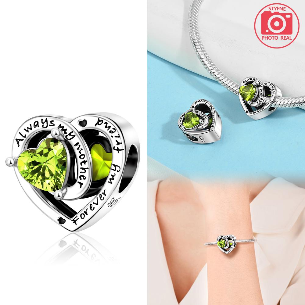 Copper Colors Heart Charms Month Birthstone Series Beads Fit Original Bracelet Diy Fine Jewelry Gift For Women