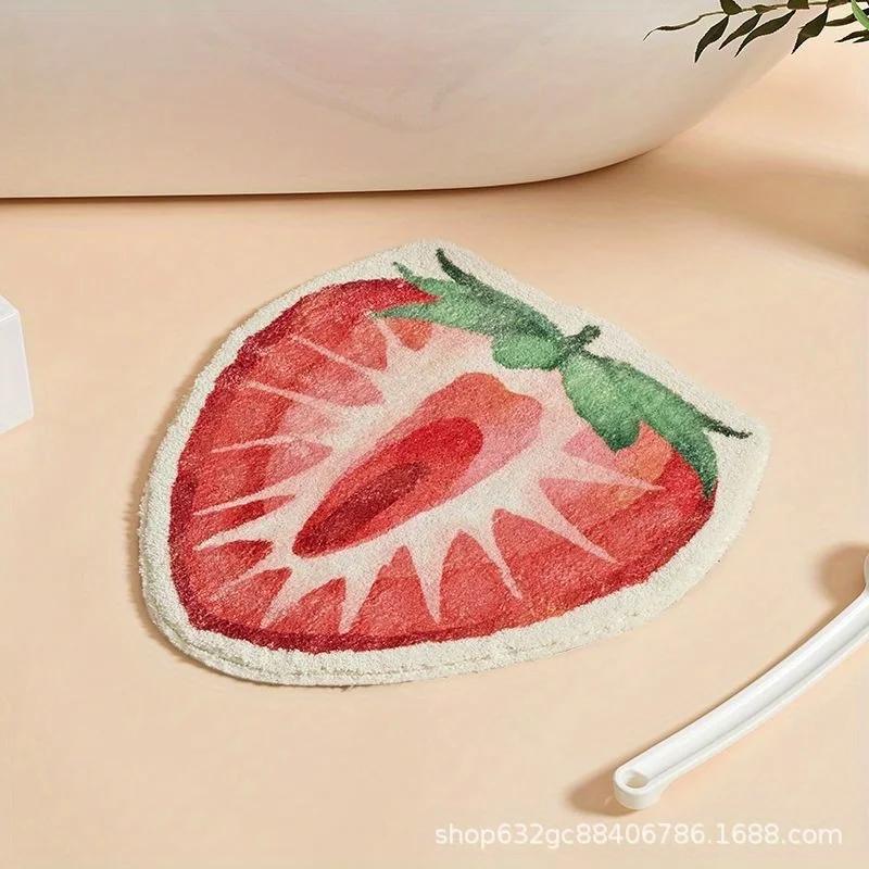 Wool Fruit Shaped Bath Rug Non Slip Restroom Mat Gentle Decorative Floor Carpet designed for Bedside Living Room Nursery