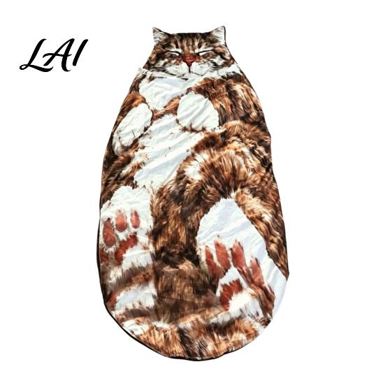 Baumwoll-Schlafsack Plüschkatze Umschlag-Schlafsack Winter für Männer Frauen Weiche Tier-Nickerchenmatte Sack Zuhause Reise