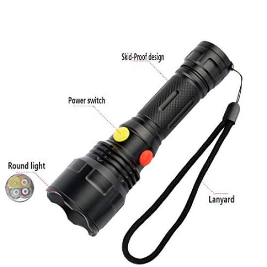 WINDFIRE LED Tactical Flashlight with and White Independent Magnetic Waterproof Flashlight for Emergency Power and Night Fishing Flashlight,