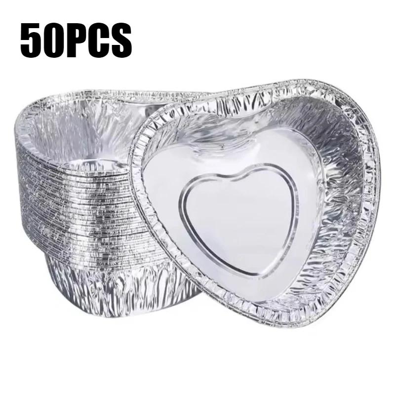 

50/125 шт. коробка из фольги в форме сердца одноразовая форма для яичного тарта семейный ресторан вечеринка выпечка десерт торт контейнер для яичного тарта