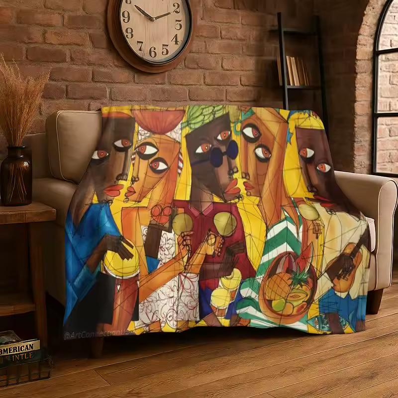 Africa Ethiopian Art Tradition Custom Flannel Blanket Soft Throw Blanket for Bedroom Living Room Bed Travel Camping Picnic Cover
