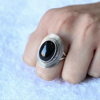 Natural Black Onyx Ring , 925 Solid Sterling Silver Ring , Handmade Jewelry, Oval Gemstone Ring, Valentine's Day Gift, Gift For Her,