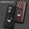 OPPO Reno11 Genuine Leather Crocodile Pattern Case with Bracket