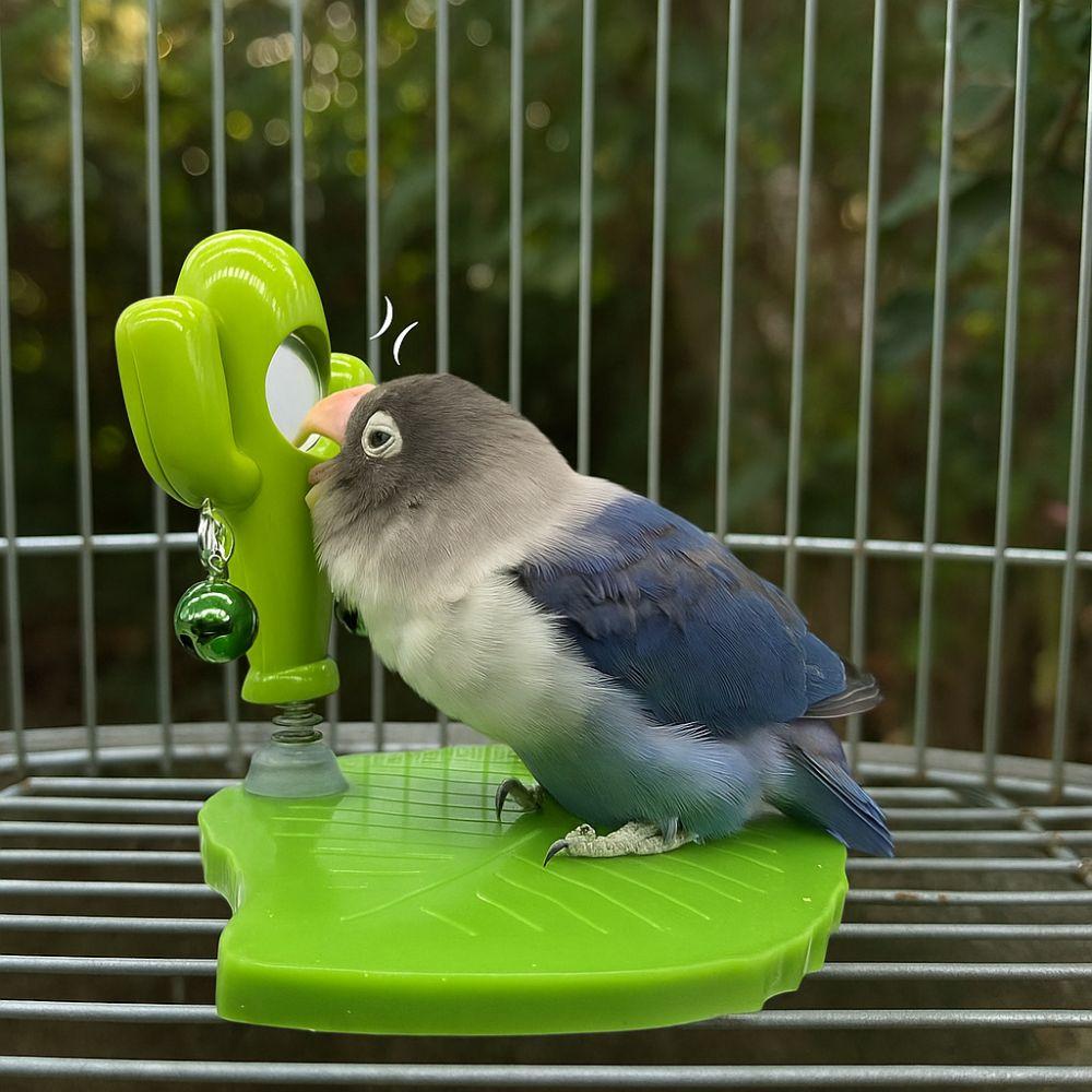 Bird Toys Leaves Shape Bird Perch Stand Cactus with Bells Bird Playground Stand Wear Resistant Parrot Play Stands Play