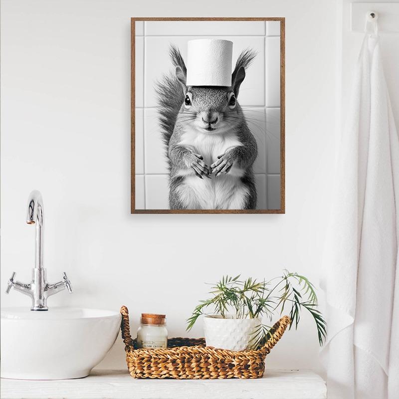 Black and White interesting Cute Animal Posters Squirrel Hedgehog sloth Canvas Painting Wall Art Bathroom Living Room Home Decor
