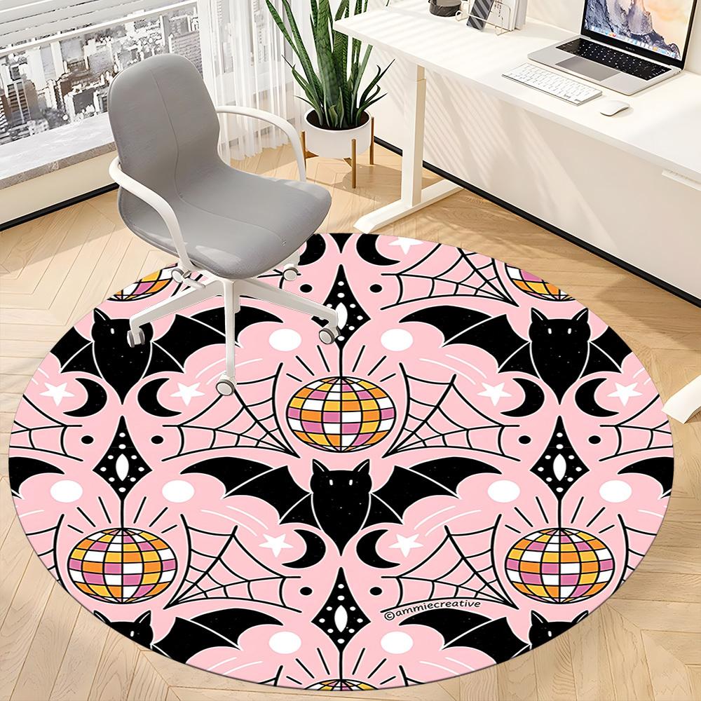 1pc Bat PrintChair Carpet for Office, Indoor Non-Slip Washable Polyester Fiber Carpet, Mat For Office, Machine Washable