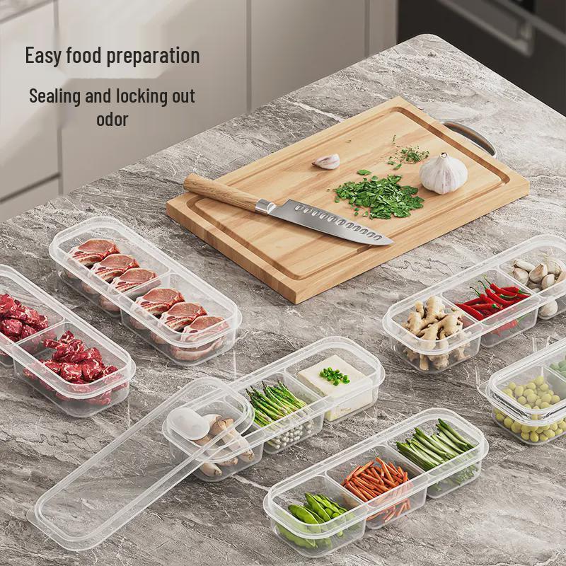 Thick Transparent Food Preservation Box with Compartments for Freezer and Fridge Storage