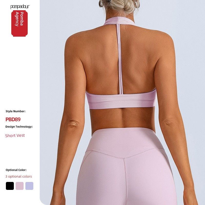 Cross-Border Fashion Sports Workout Bra Women's with Chest Pad Beauty Back High Elastic Quick-Drying Yoga Running Training Vest Bra