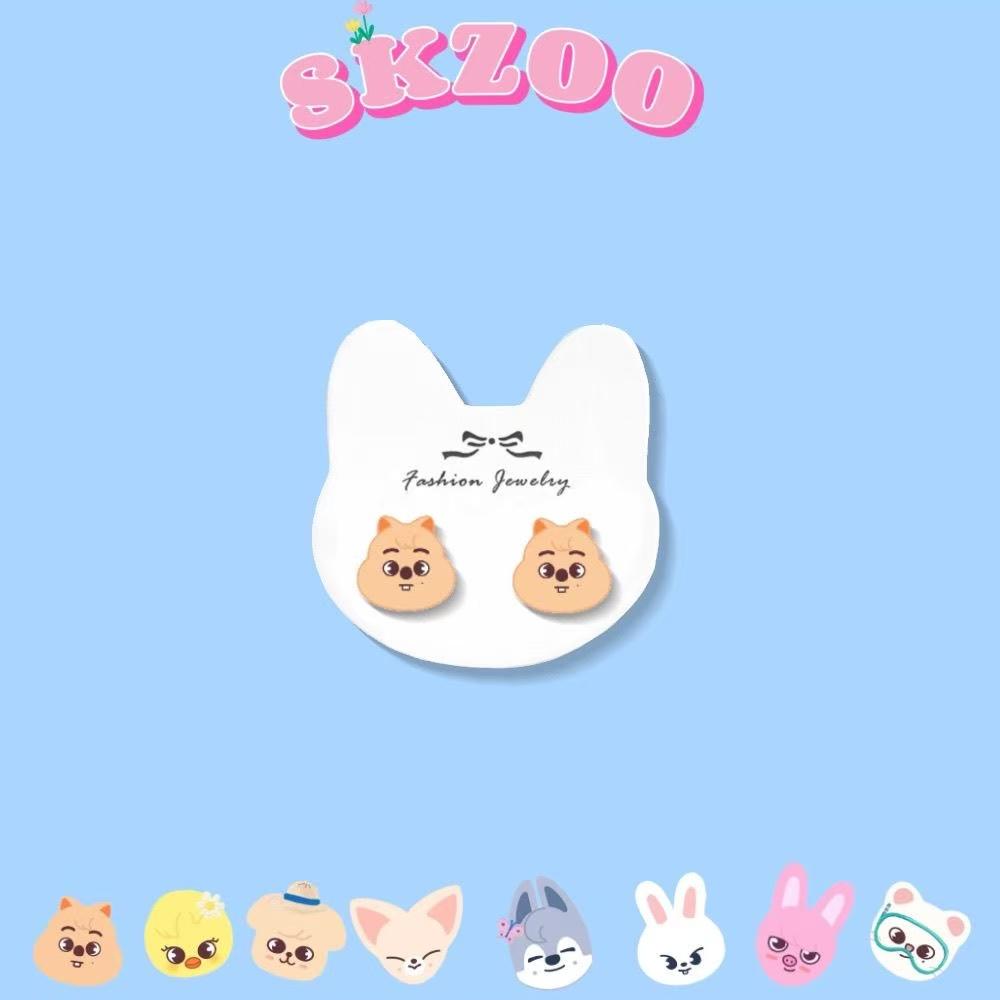 Skzoo auf Lager Stray Kids Skzoo Cartoon Ohrringe 925 Silber Hypoallergen Ohrstecker Mode Kpop Merch