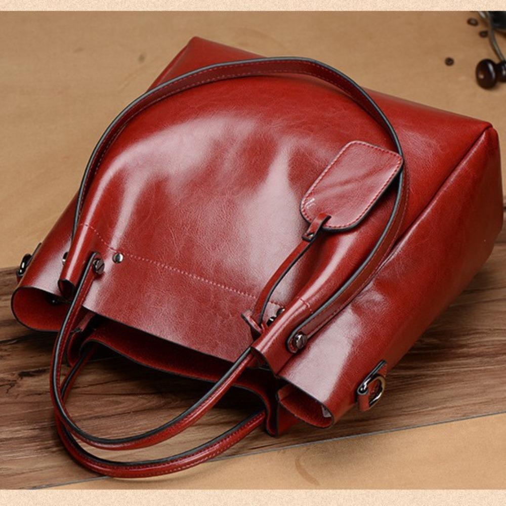 New Women's Bag Genuine Leather Shoulder Messenger Bag Women's Hand-held Large Bag Cowhide Casual Women's Bag