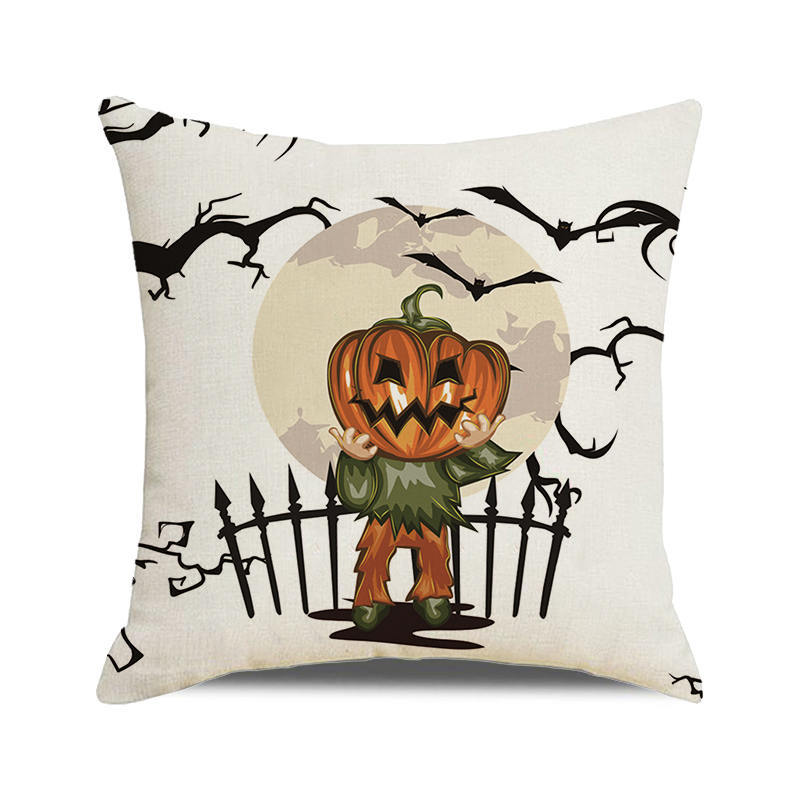 Halloween Bat Crow Pumpkin Print Cushion Cover Home Living Room Sofa Decoration Throw Pillow Cover