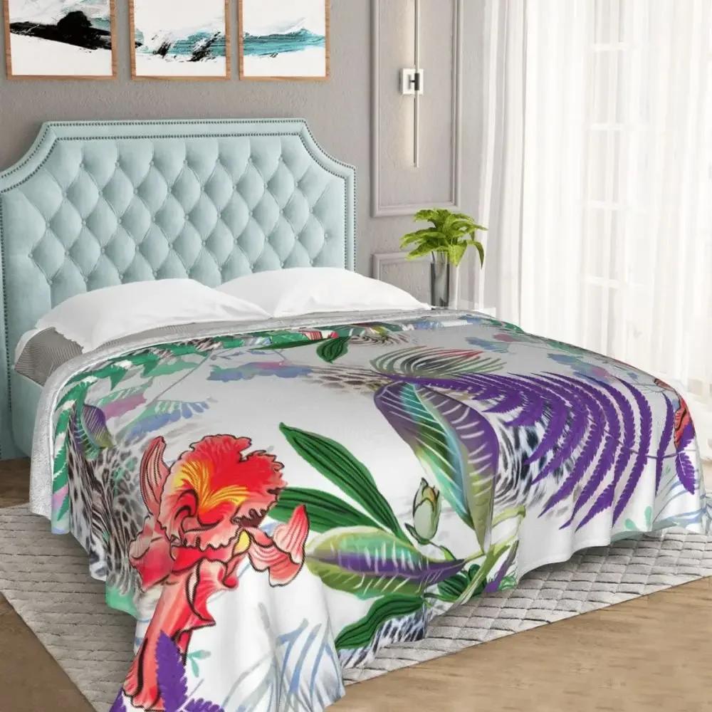 Leopard Print Flannel Throw Blankets Super Soft Warm Plush Fluffy Lightweight Cozy Fuzzy Fleece Blankets for Children Teens