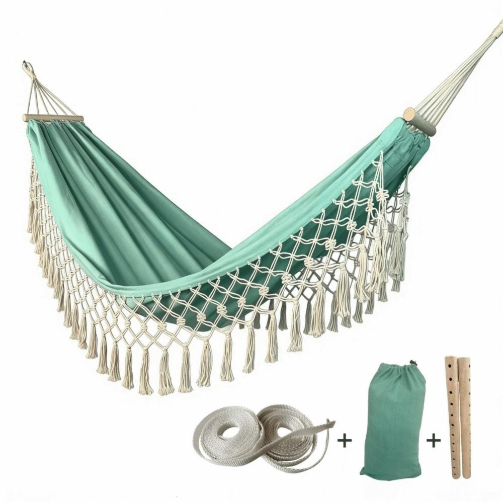 Tassel Camping Hammock Bohemian Style Garden Swing Hammock Durable Double Hammock  Balcony