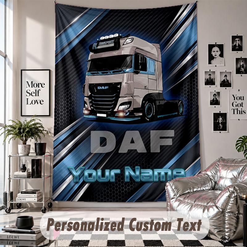 Wall Hanging Tapestry With Custom Name & Text, DAF Decorative Tapestry For Bedroom