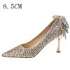 Fashion 2025 New French Bow Pumps Gradient Crystal Sequin Senior Sense Bridal Wedding Shoes Bridesmaid Shoes Dinner Shoes
