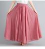 2024 Japan & Korea Loose Cotton-Linen Elastic Waist Midi Skirt – Solid Color A-line Swing Skirt