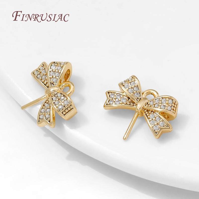 18K Gold Plated Brass Butterfly Charms with Pearl Mounting Accessories,Necklace Pendants Connectors,DIY Earrings Making Findings