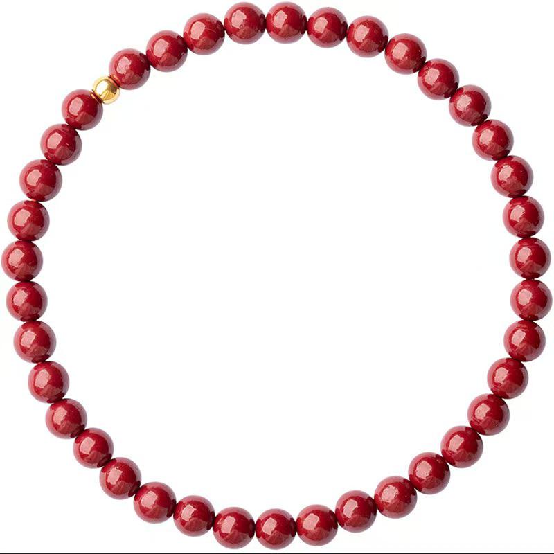 Cinnabar and Purple Bead Single Circle Bracelet - Yearly Charm Accessory
