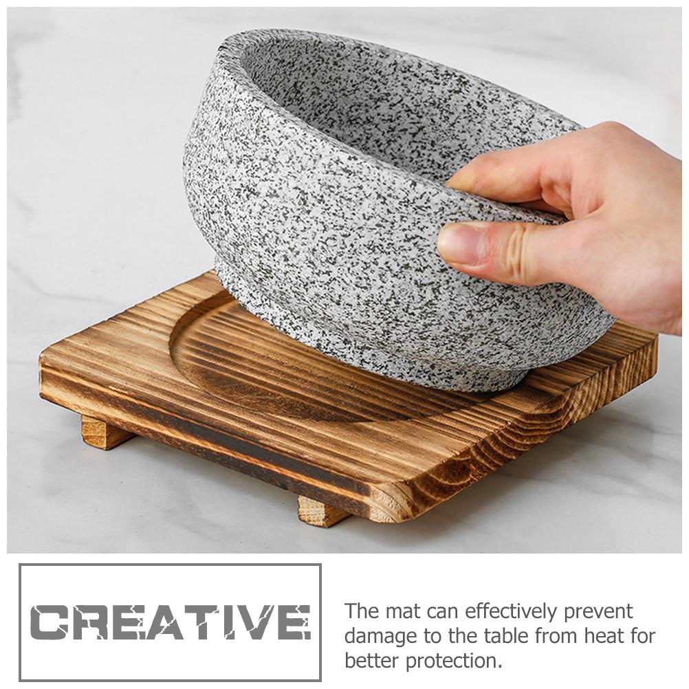 Stone Bowl Mat Pot Wood Holder Cushion for Home Dining Table Decor Base Pad Bbq Accessories Necessity Casserole Tableware