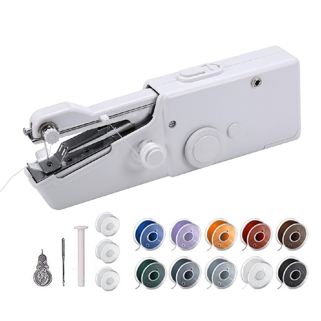 Mini Portable Household Hand Sewing Machine 10 Line Coils Quick Stitch Sew Needlework Cordless Clothes Electronic Sewing Machine DC 6V