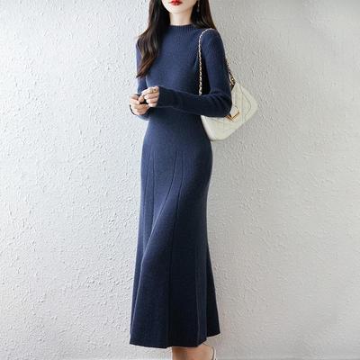 Kadın Kazak Elbise %100 Yün MODERN YENİ SAGA Turtleneck Örme Uzun Kazak Kışlık Kazaklar Yün Uzun Elbise Kadın