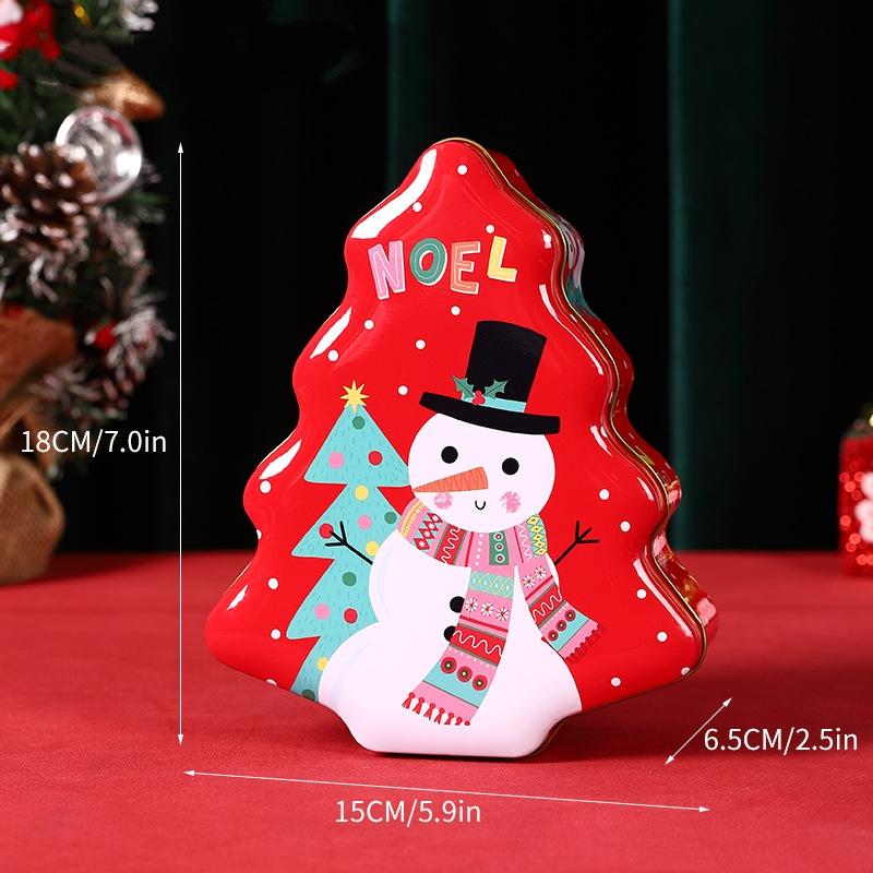 

Christmas Tree Shape Iron Box Christmas Tin Gift Box Tinplate Biscuit Box Candy Storage Container for Christmas Decorations