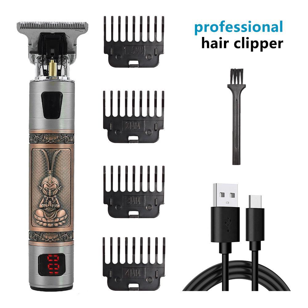Rechargeable Metal Hair Clipper: Oil Head, Carving, Bald, and Cross-Border Electric Razor.
