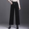 Pantalones de pierna ancha y gruesos de invierno para mujer, pantalones casuales de pana de terciopelo cálidos y holgados, pantalones deportivos rectos de cintura alta