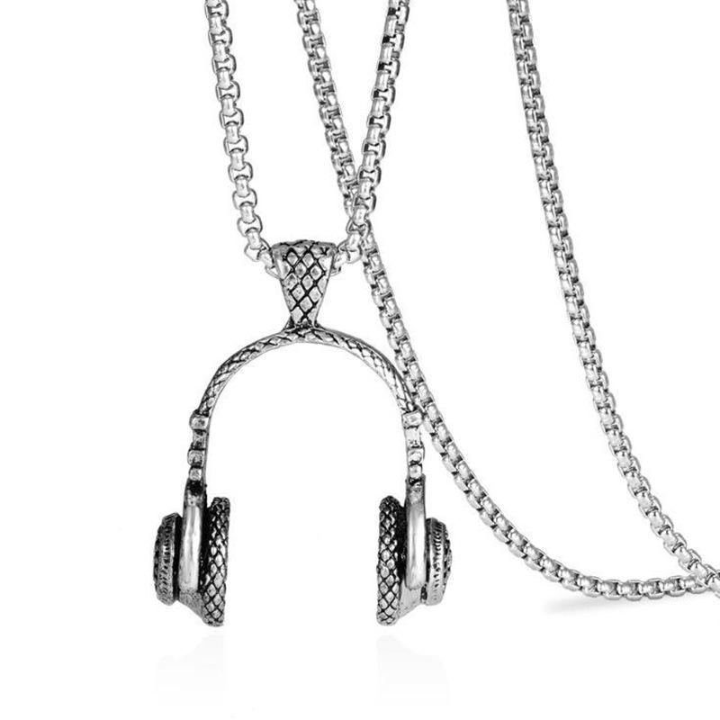 Jewelry, Music, Headphones, Pendant, Titanium Steel Men's Necklace, Fashionable Rock Style, Hot Selling