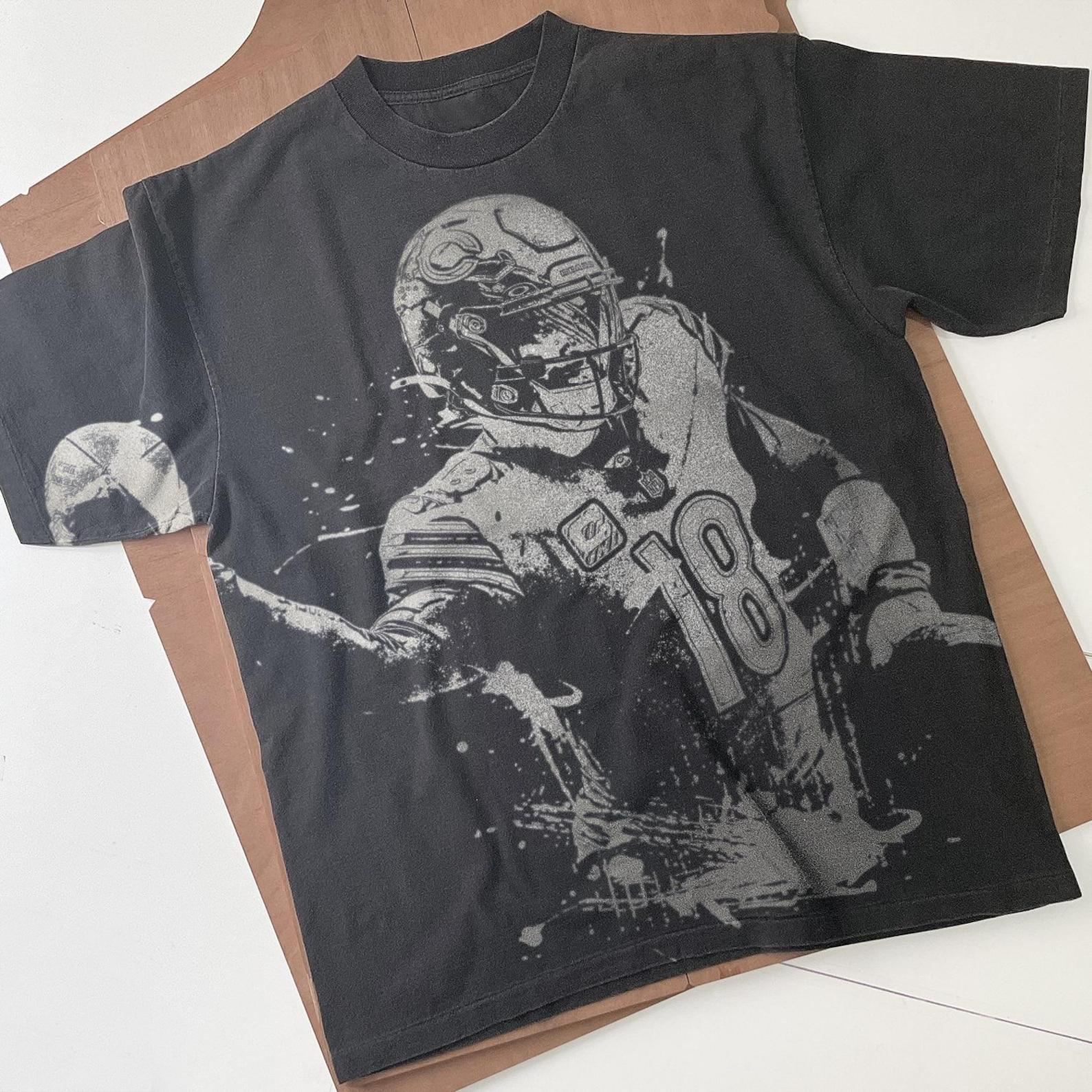 Caleb Williams Shirt: Handmade Bleached Football Tee L